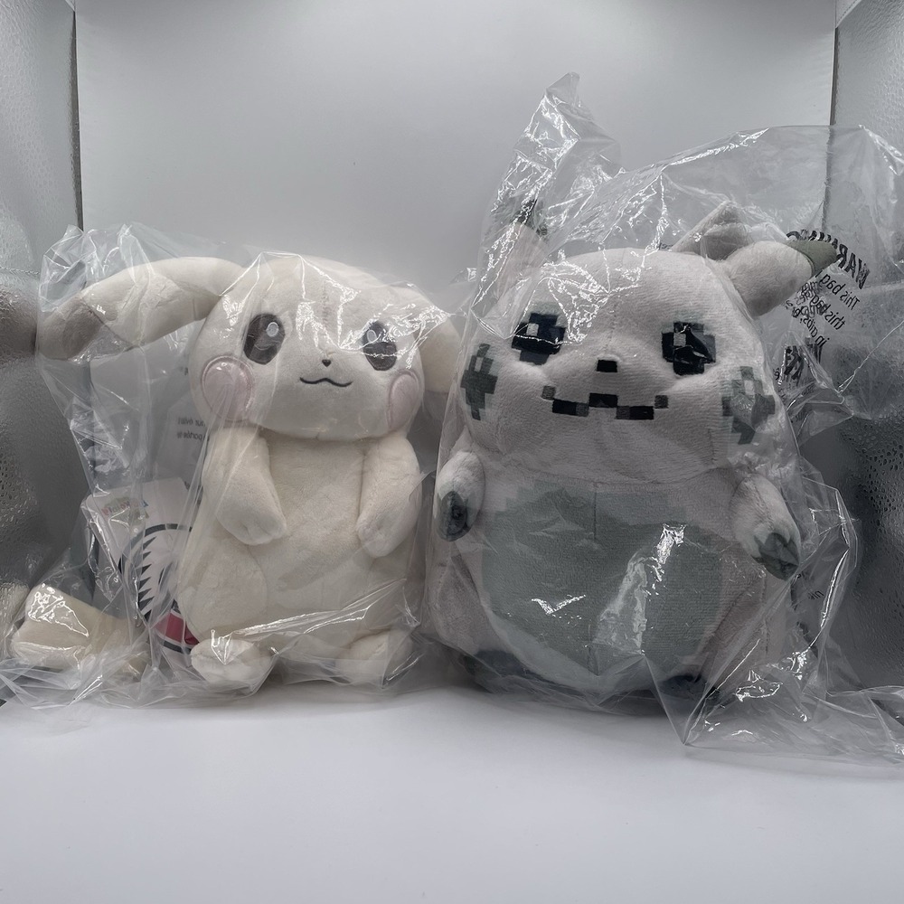 NEW Pokemon Center Peakychu & Pikachu 1996 Retro Chubby Plushie Pokopia LOT OF 2